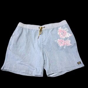 Men's Xl Billabong Recyler Grey Shorts Floral Print Accents Pockets
